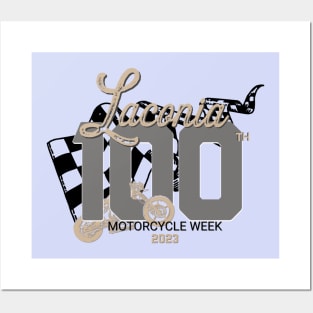 100th Anniversary Laconia Motorcycle Week New Hampshire - finish line black Posters and Art